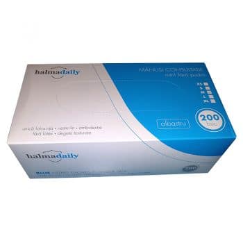 Manusi nitril albastre nepudrate, de unica folosinta, marca Halmadaily